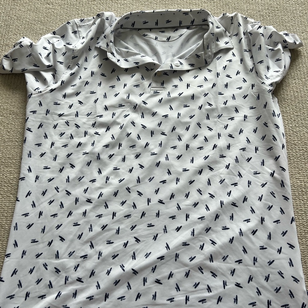 johnnie-O White and Navy Polo Shirt